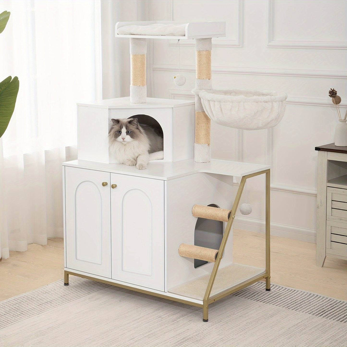 Arbre à Chat avec Cache Litière Intégré – Design et discret
