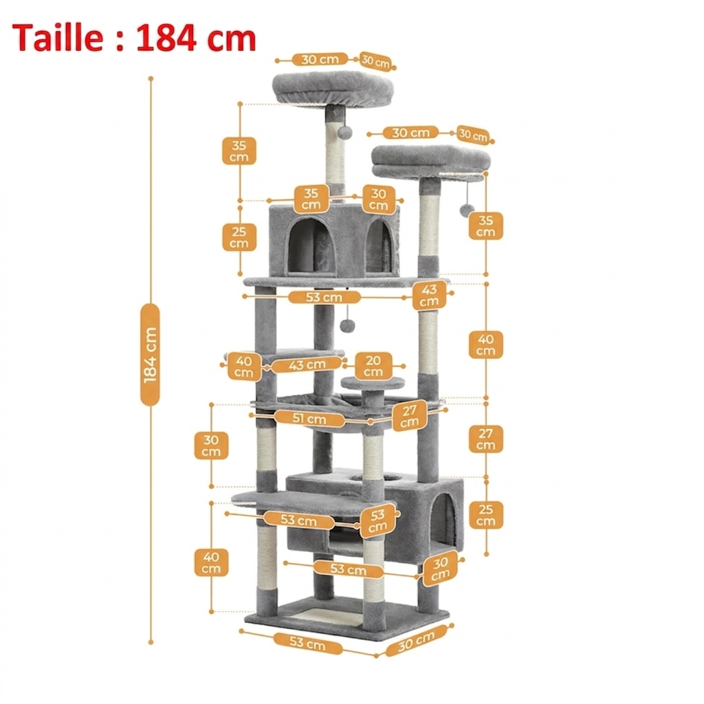 Arbre à Chat Multi-Niveaux – Son royaume à lui