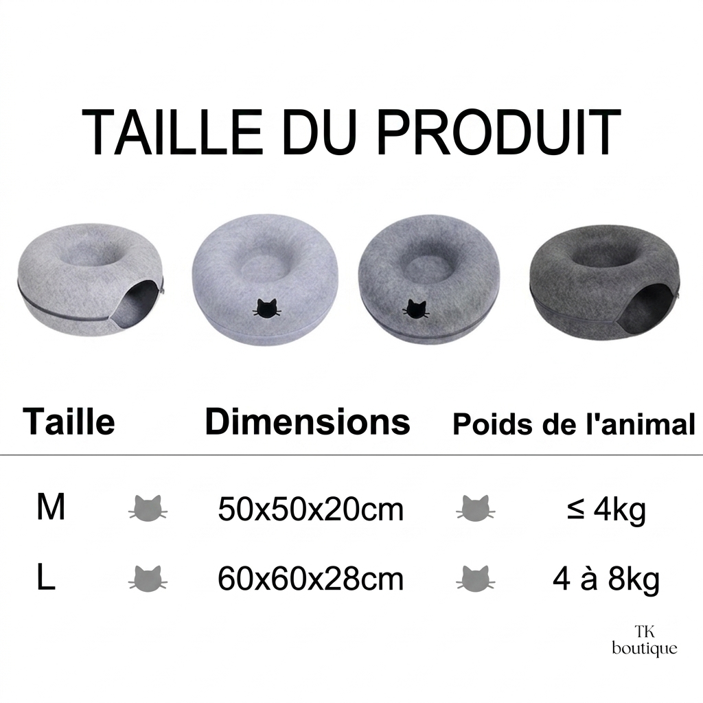 Tunnel Donut pour Chat – Disparaît dedans, ressort fou de joie