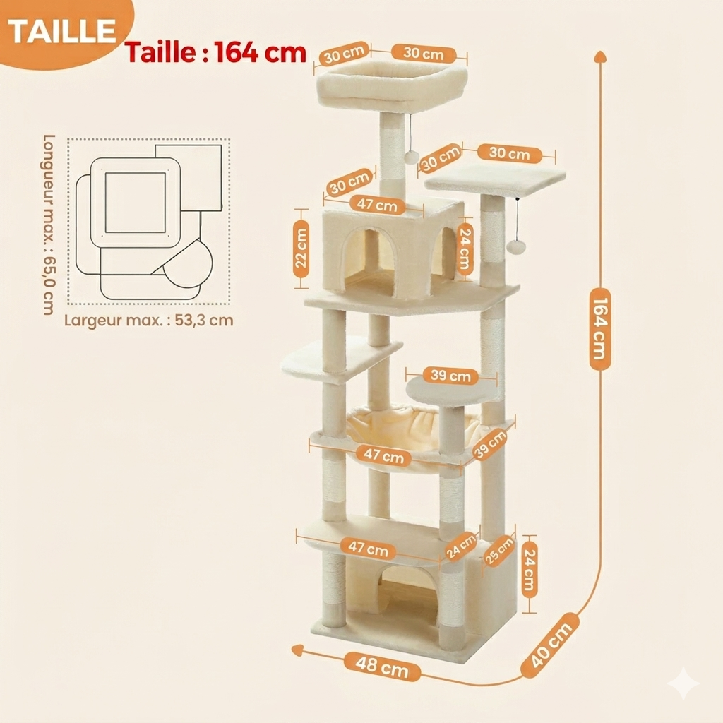 Arbre à Chat Multi-Niveaux – Son royaume à lui