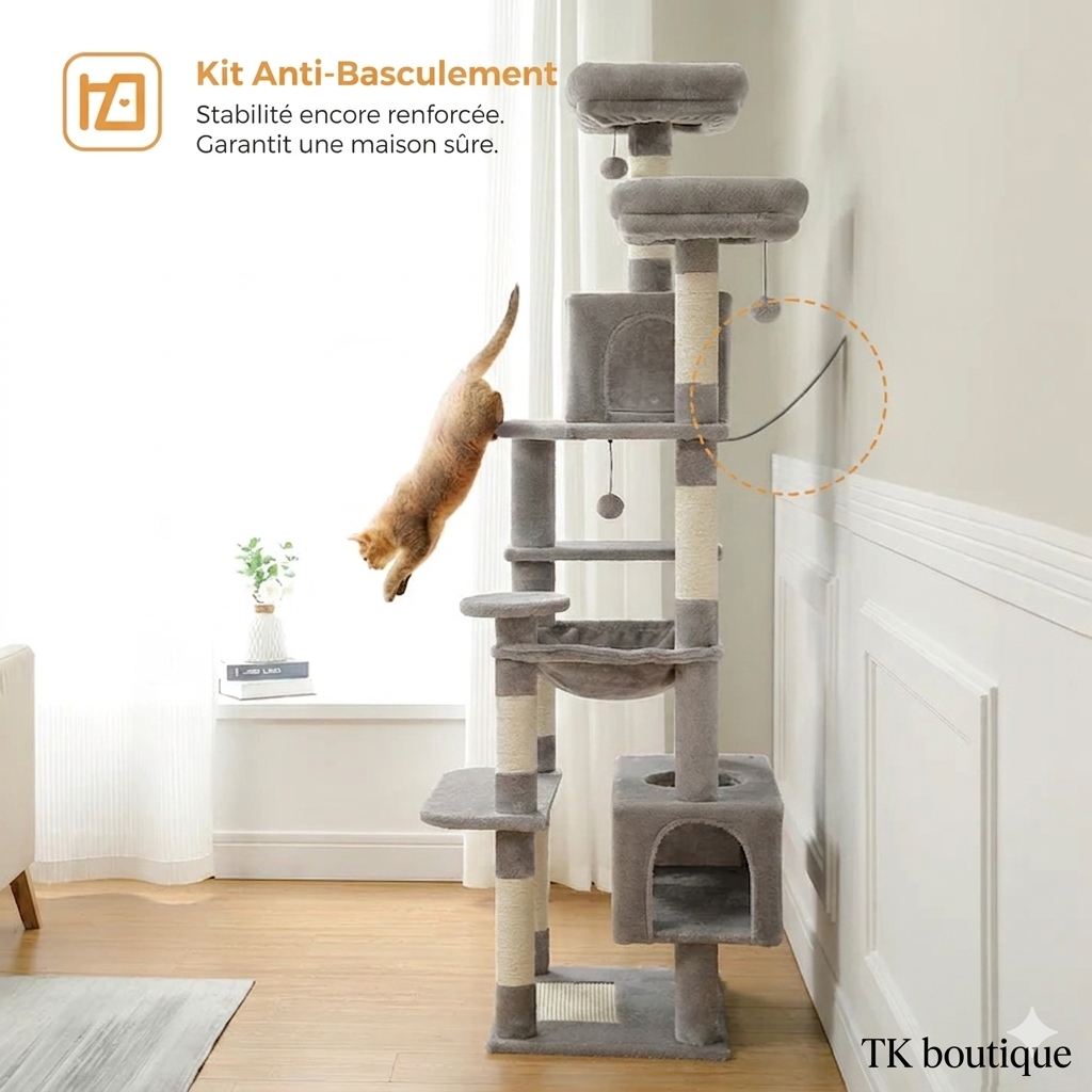 Arbre à Chat Multi-Niveaux – Son royaume à lui