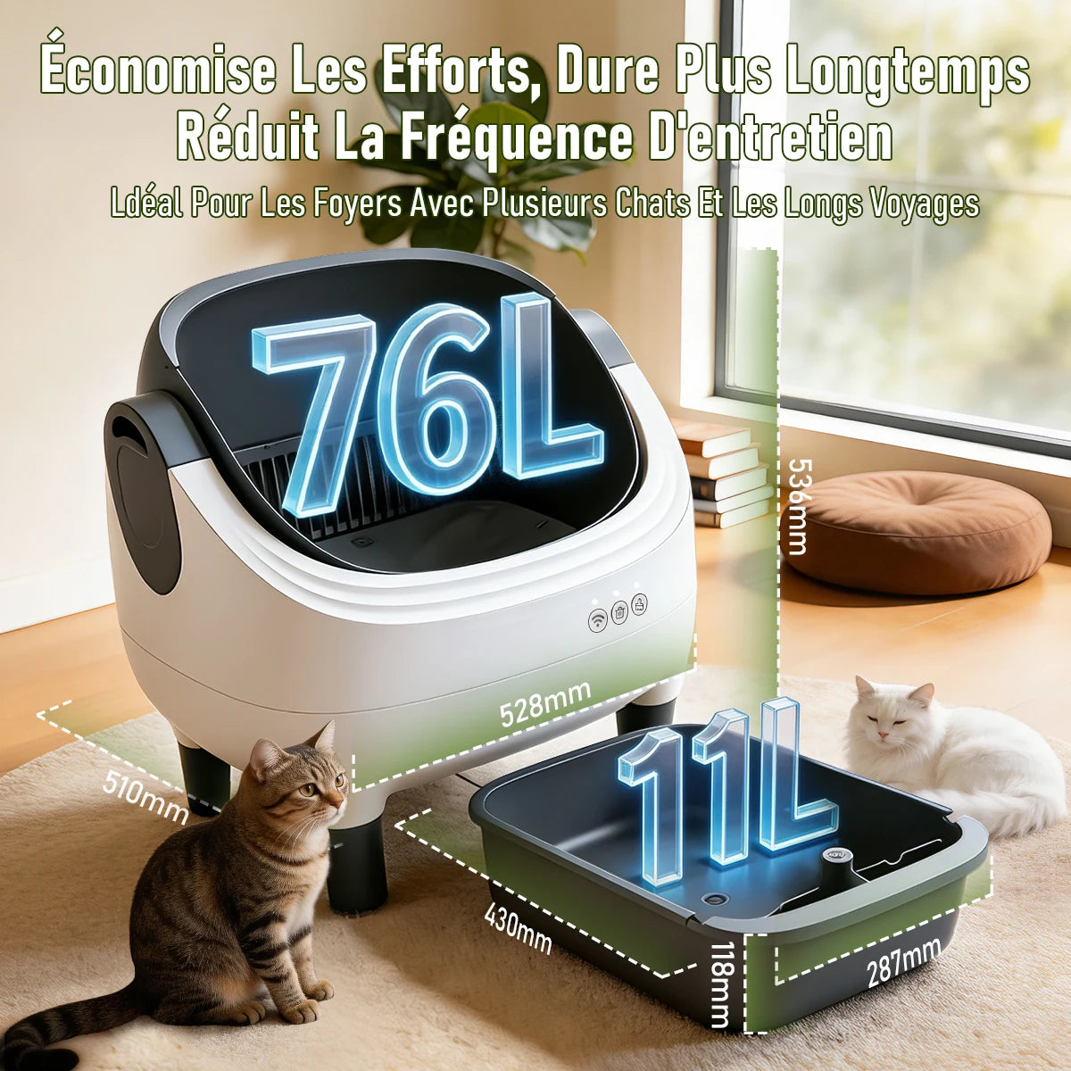 Litière Connectée Semi-Fermée pour Chat – Elle se nettoie, vous profitez !