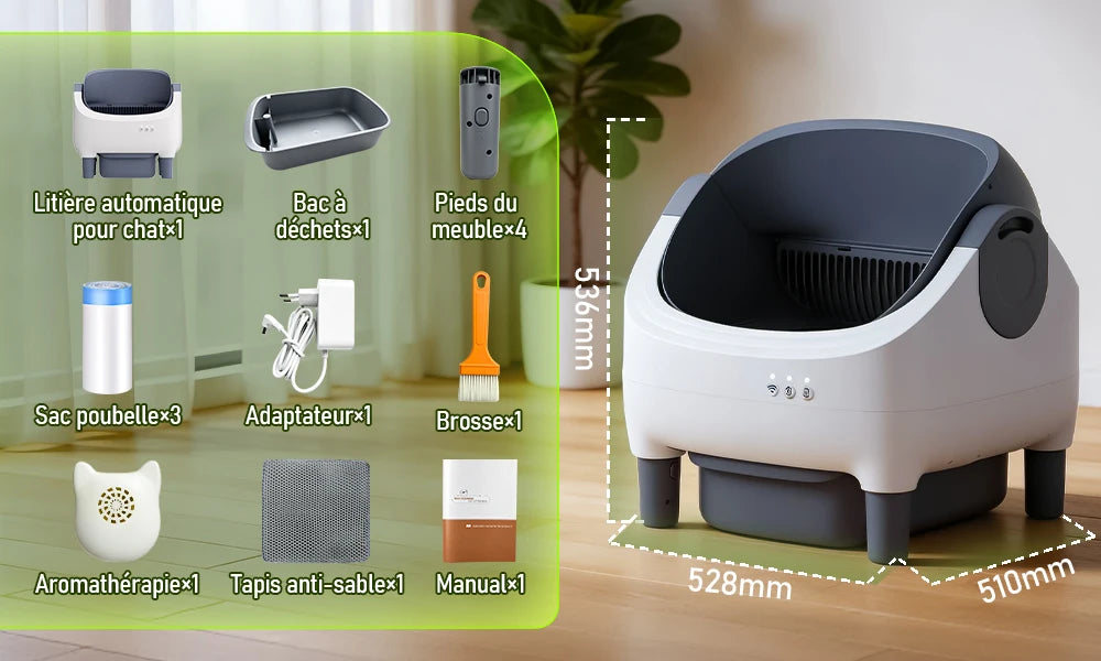 Litière Connectée Semi-Fermée pour Chat – Elle se nettoie, vous profitez !