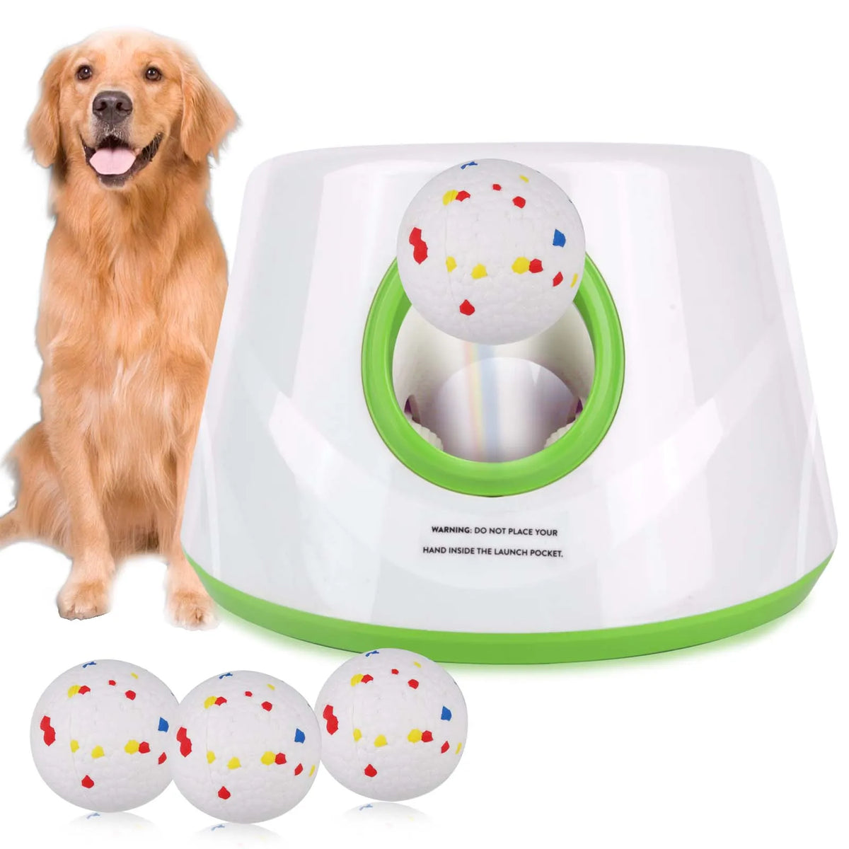 Lanceur Automatique de Balles pour Chien – 3 Distances, Capteur Infrarouge, 3 Balles Incluses