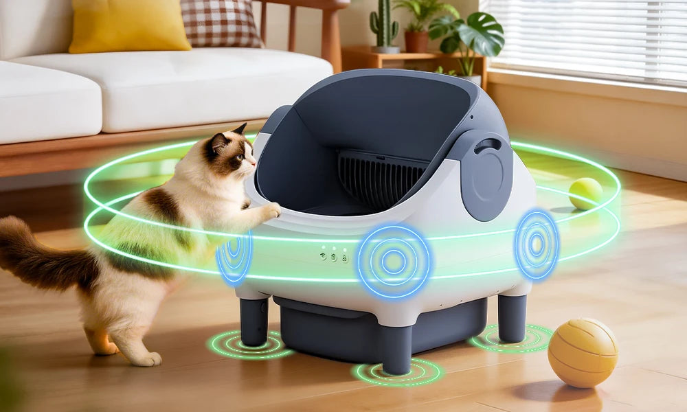 Litière Connectée Semi-Fermée pour Chat – Elle se nettoie, vous profitez !