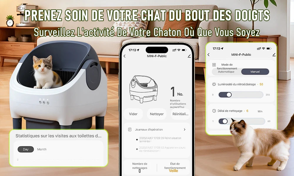 Litière Connectée Semi-Fermée pour Chat – Elle se nettoie, vous profitez !