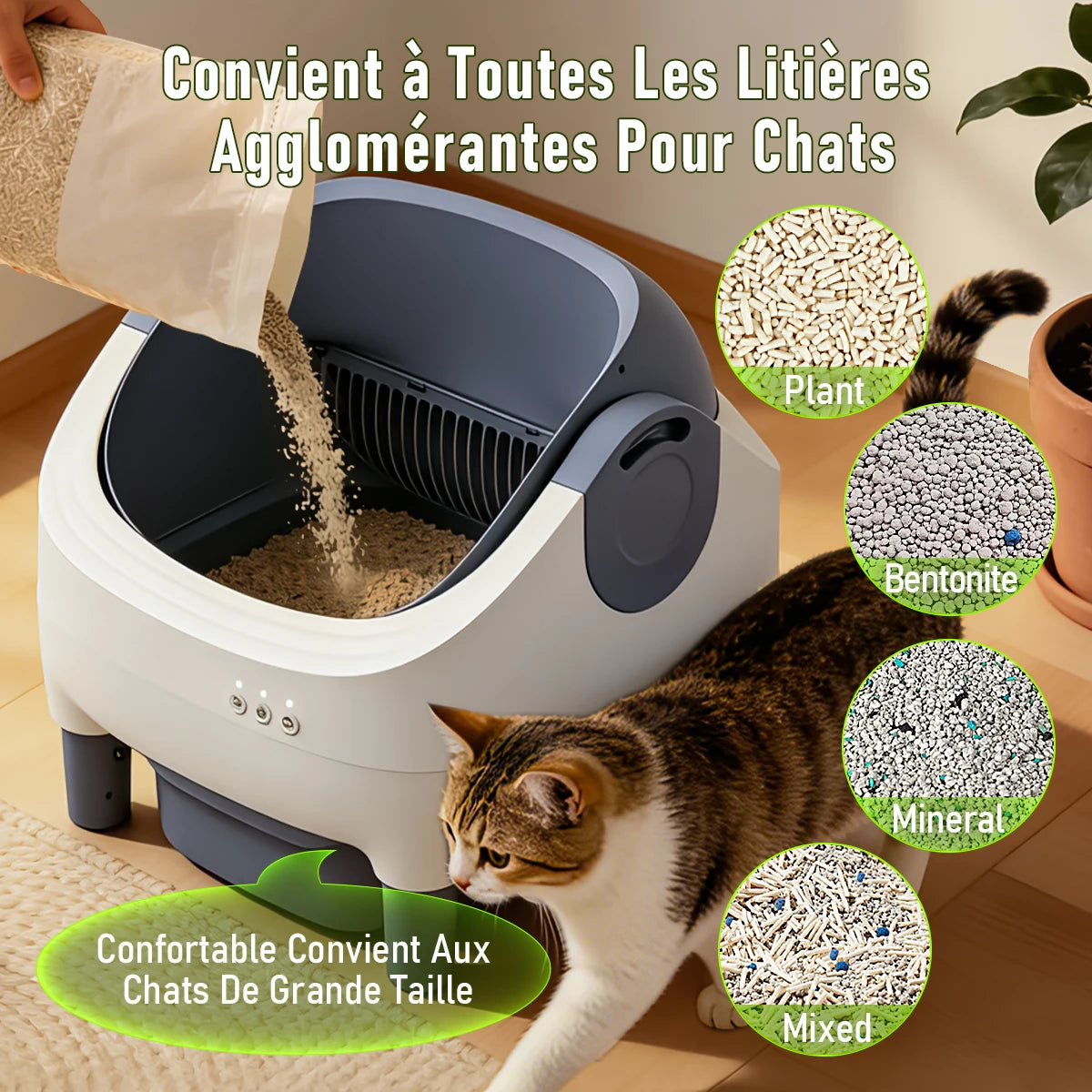 Litière Connectée Semi-Fermée pour Chat – Elle se nettoie, vous profitez !