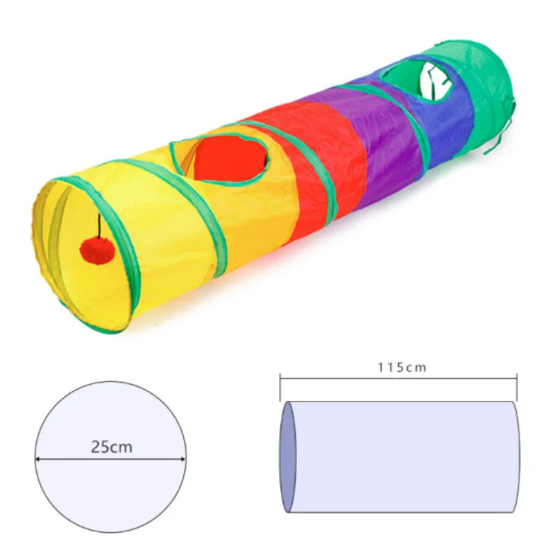 Tunnel Interactif Coloré pour Chat – Cache-cache version féline