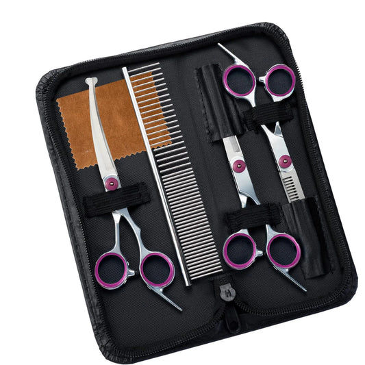 Kit Ciseaux de Toilettage 5 en 1 pour Chien et Chat – Coupe professionnelle à domicile