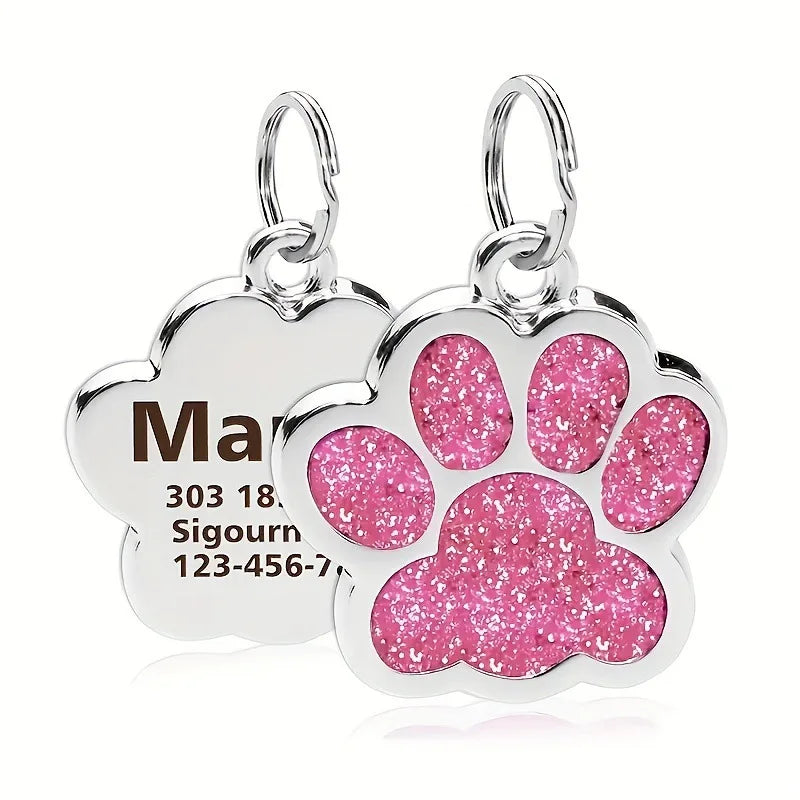 Médaille Pailletée – Gravée et Personnalisable pour Chien et Chat