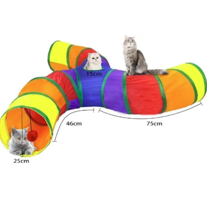Tunnel Interactif Coloré pour Chat – Cache-cache version féline