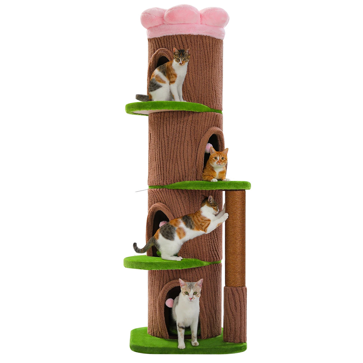 Tour arbre à chat 174 cm avec 4 cachettes et plateformes