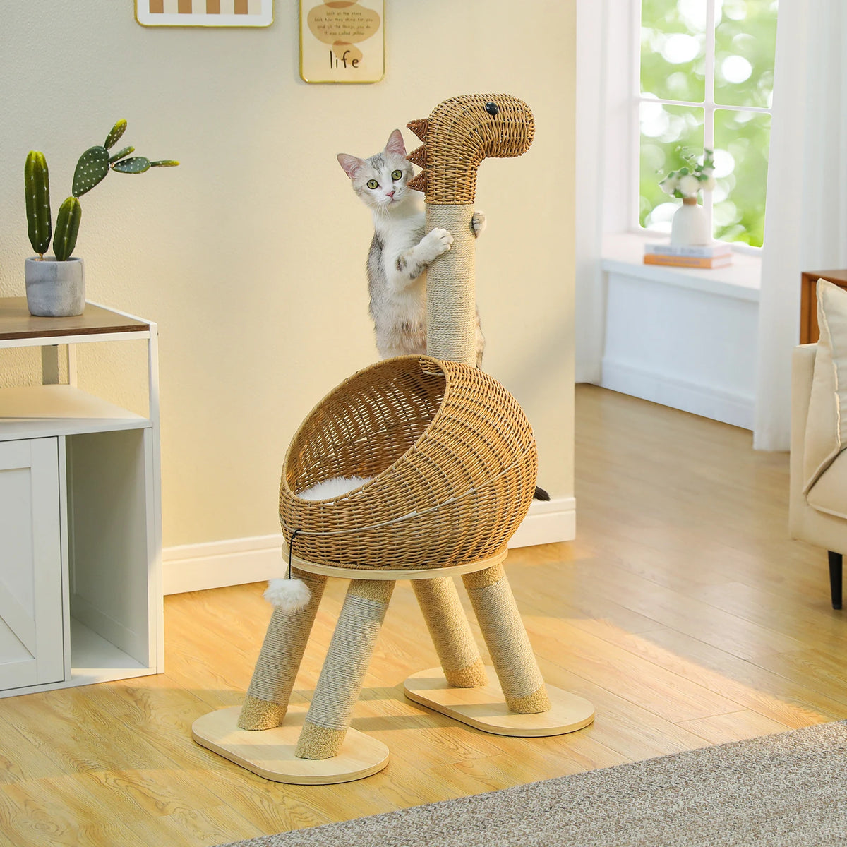 Arbre à Chat Dinosaure en Rotin 🦕