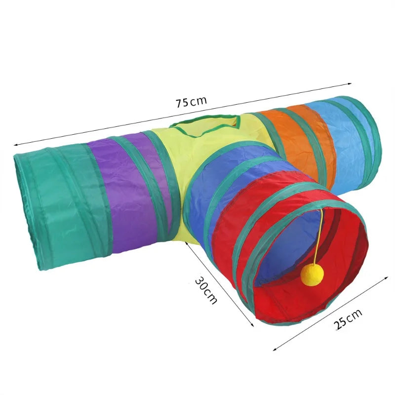 Tunnel Interactif Coloré pour Chat – Cache-cache version féline