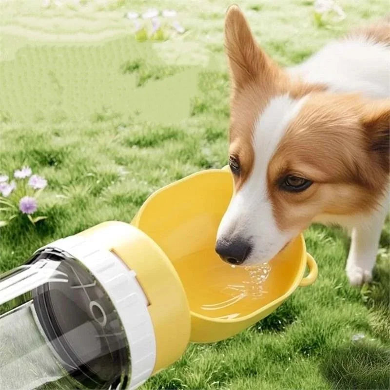 Gourde 2en1 Portable pour Chien et Chat – Eau et croquettes en balade