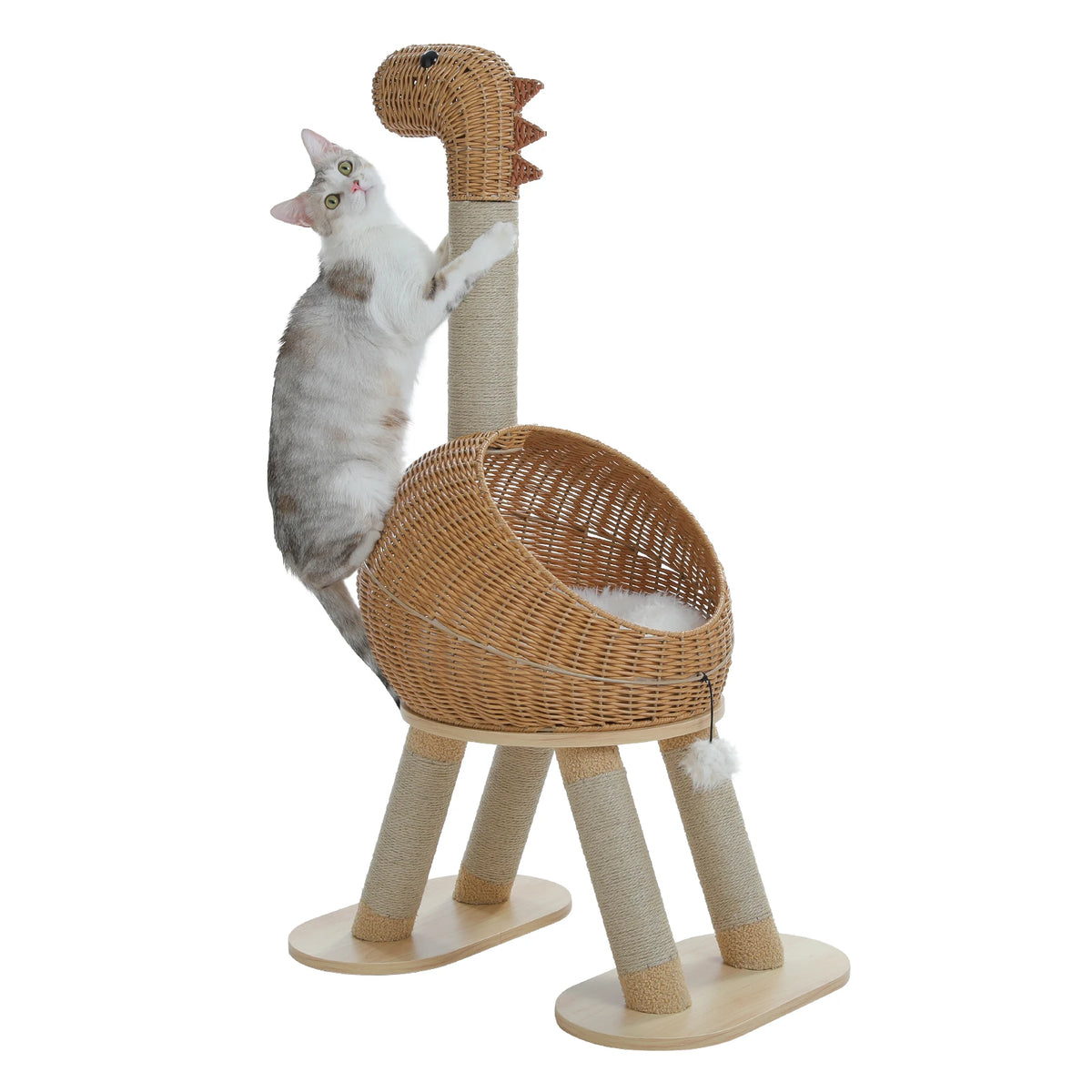 Arbre à Chat Dinosaure en Rotin 🦕