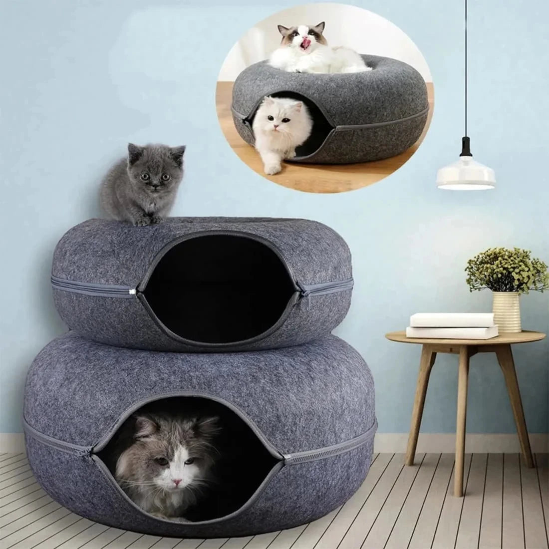 Tunnel Donut pour Chat – Disparaît dedans, ressort fou de joie