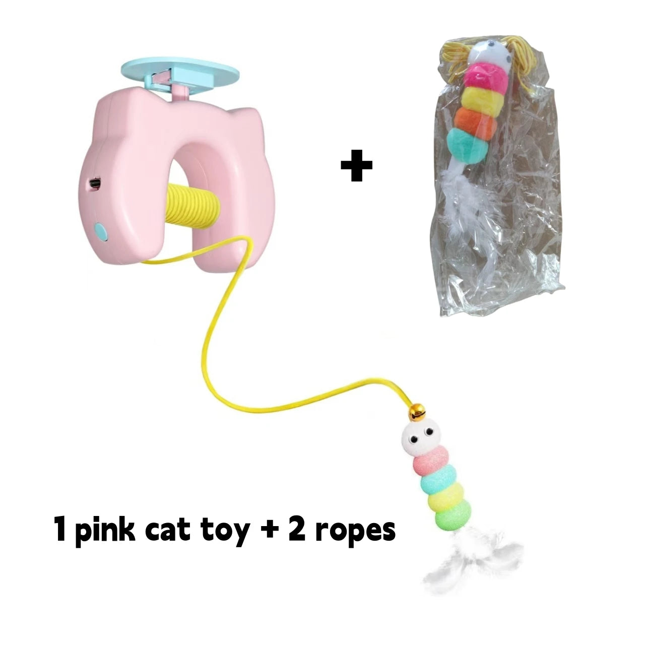 Jouet Électrique pour Chat – 2 Cordes & Plumes, Fixation Porte