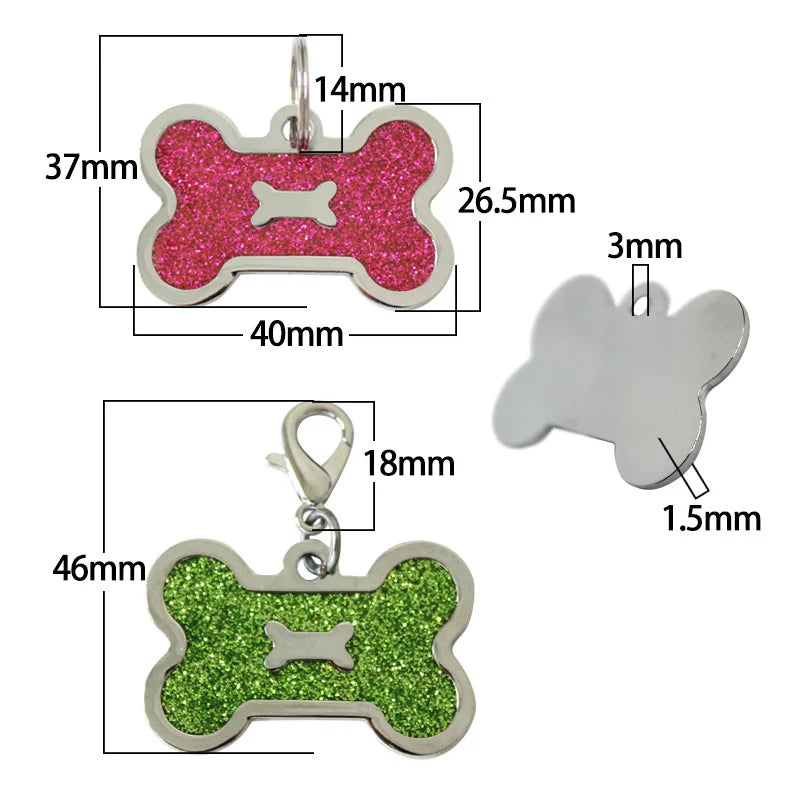 Médaille Pailletée – Gravée et Personnalisable pour Chien et Chat