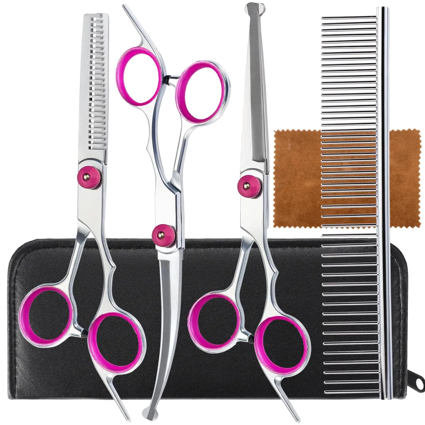 Kit Ciseaux de Toilettage 5 en 1 pour Chien et Chat – Coupe professionnelle à domicile