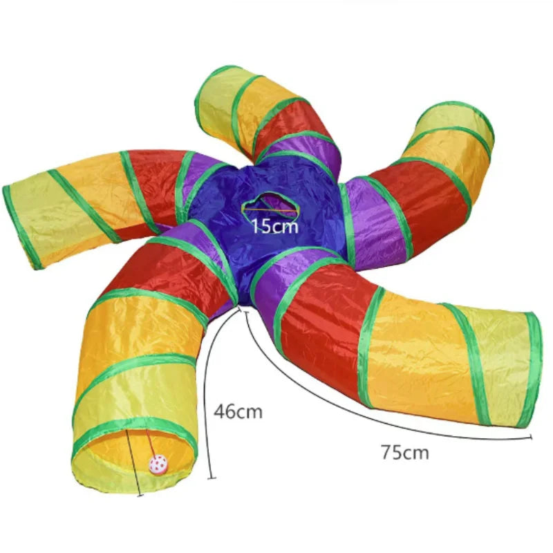 Tunnel Interactif Coloré pour Chat – Cache-cache version féline