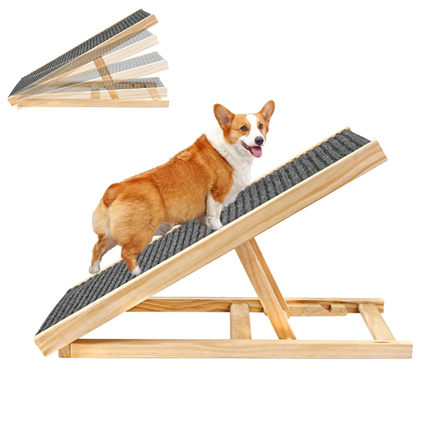 Rampe pour Chien & Chat – Réglable, Pliable, Antidérapante | Bois Massif