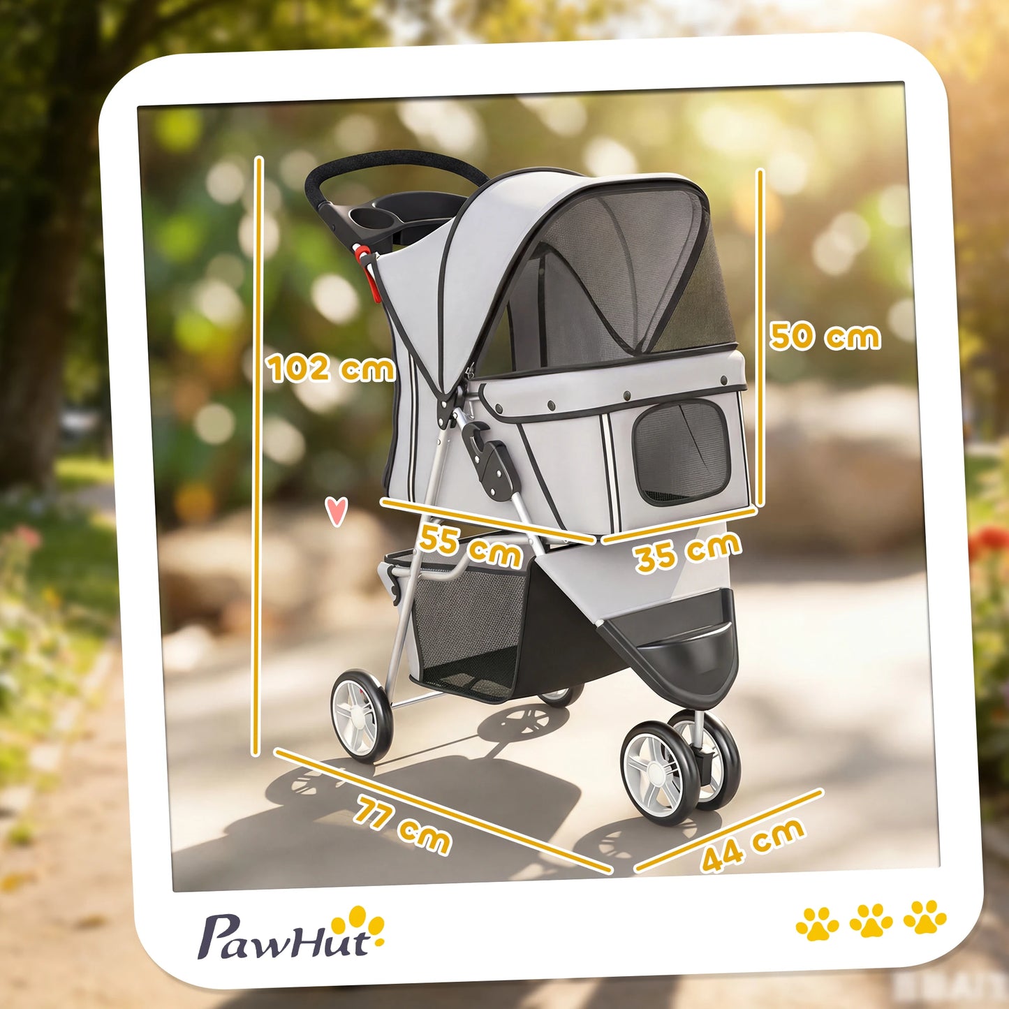 Poussette pour Chien – Légère, Pliable & Sécurisée jusqu'à 10 kg