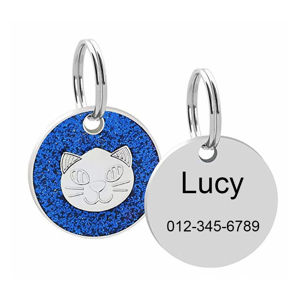 Médaille Pailletée – Gravée et Personnalisable pour Chien et Chat