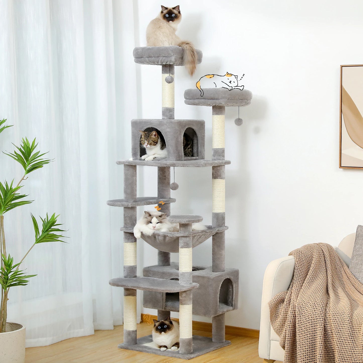 Arbre à Chat Multi-Niveaux – Son royaume à lui