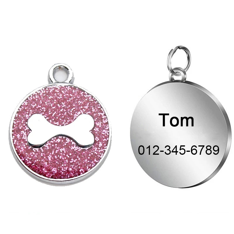 Médaille Pailletée – Gravée et Personnalisable pour Chien et Chat