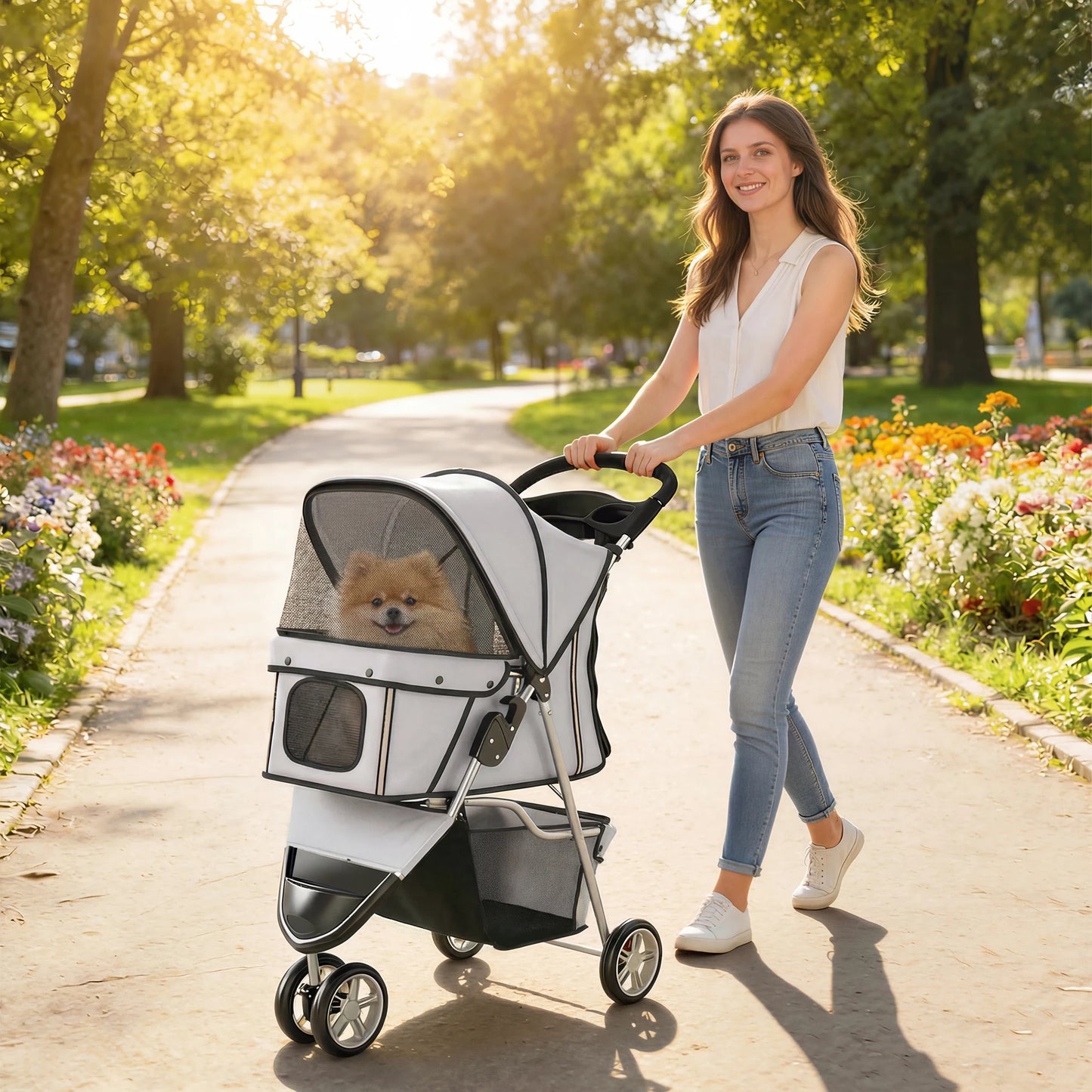 Poussette pour Chien – Légère, Pliable & Sécurisée jusqu'à 10 kg