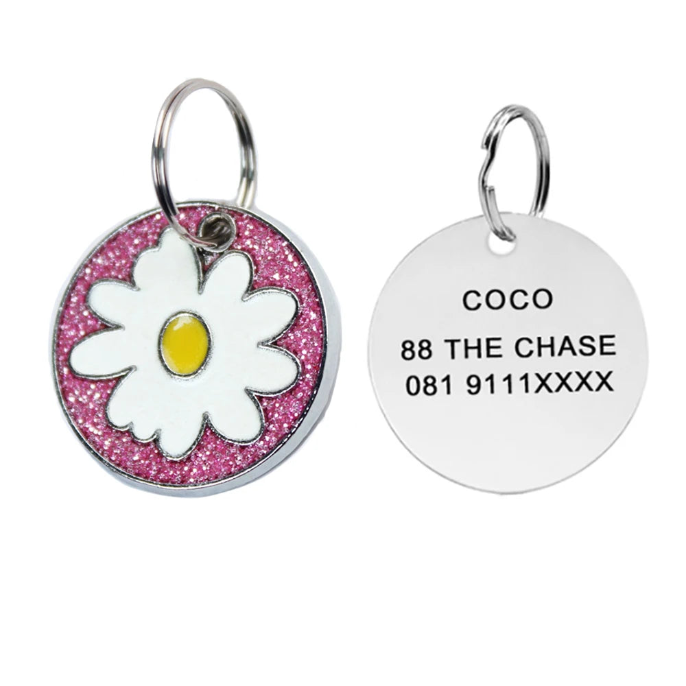 Médaille Pailletée – Gravée et Personnalisable pour Chien et Chat