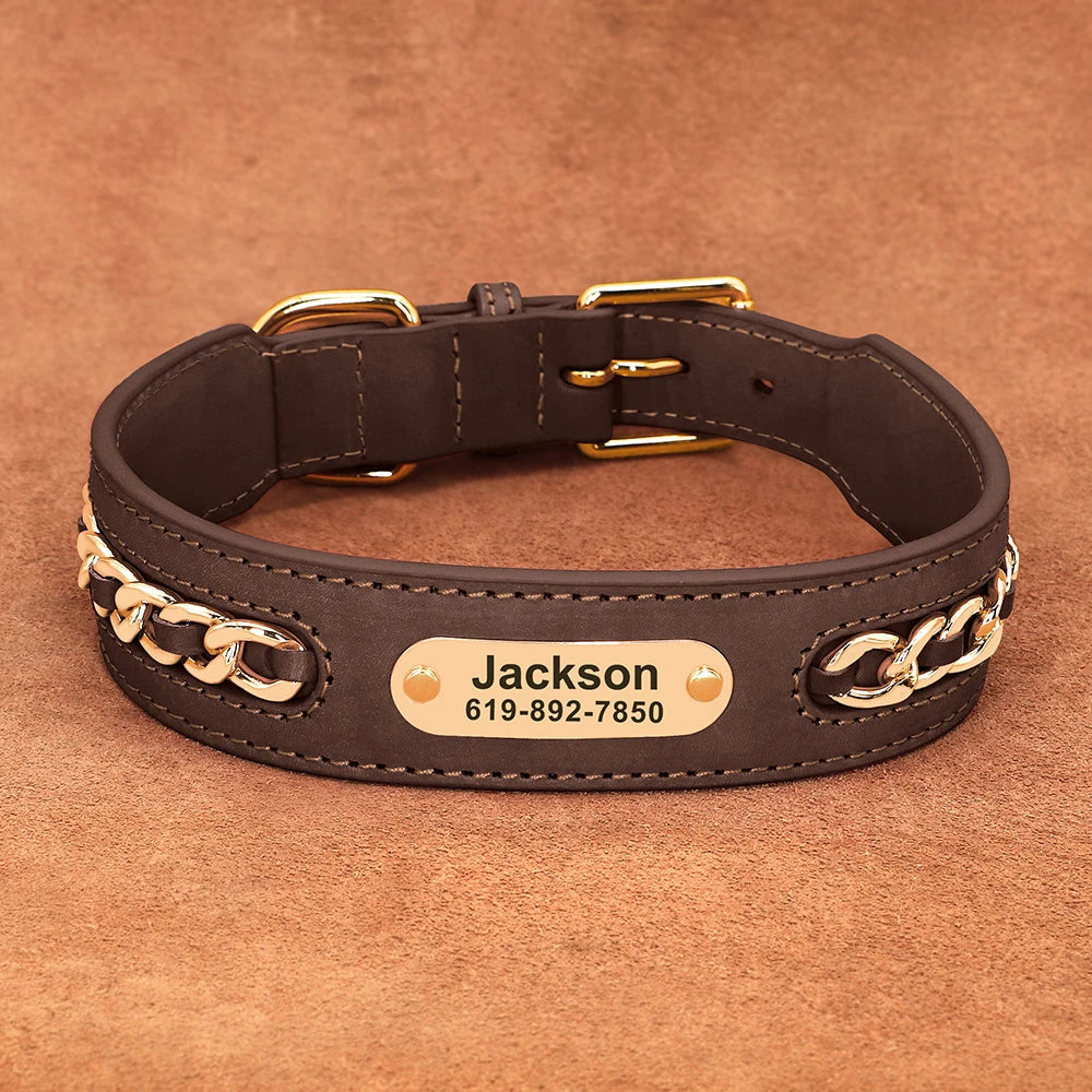 Collier en Cuir Personnalisé pour Chien – Élégant et unique