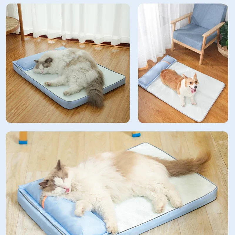 Matelas Rafraîchissant avec Oreiller pour Chien – Confort & Fraîcheur Garantis