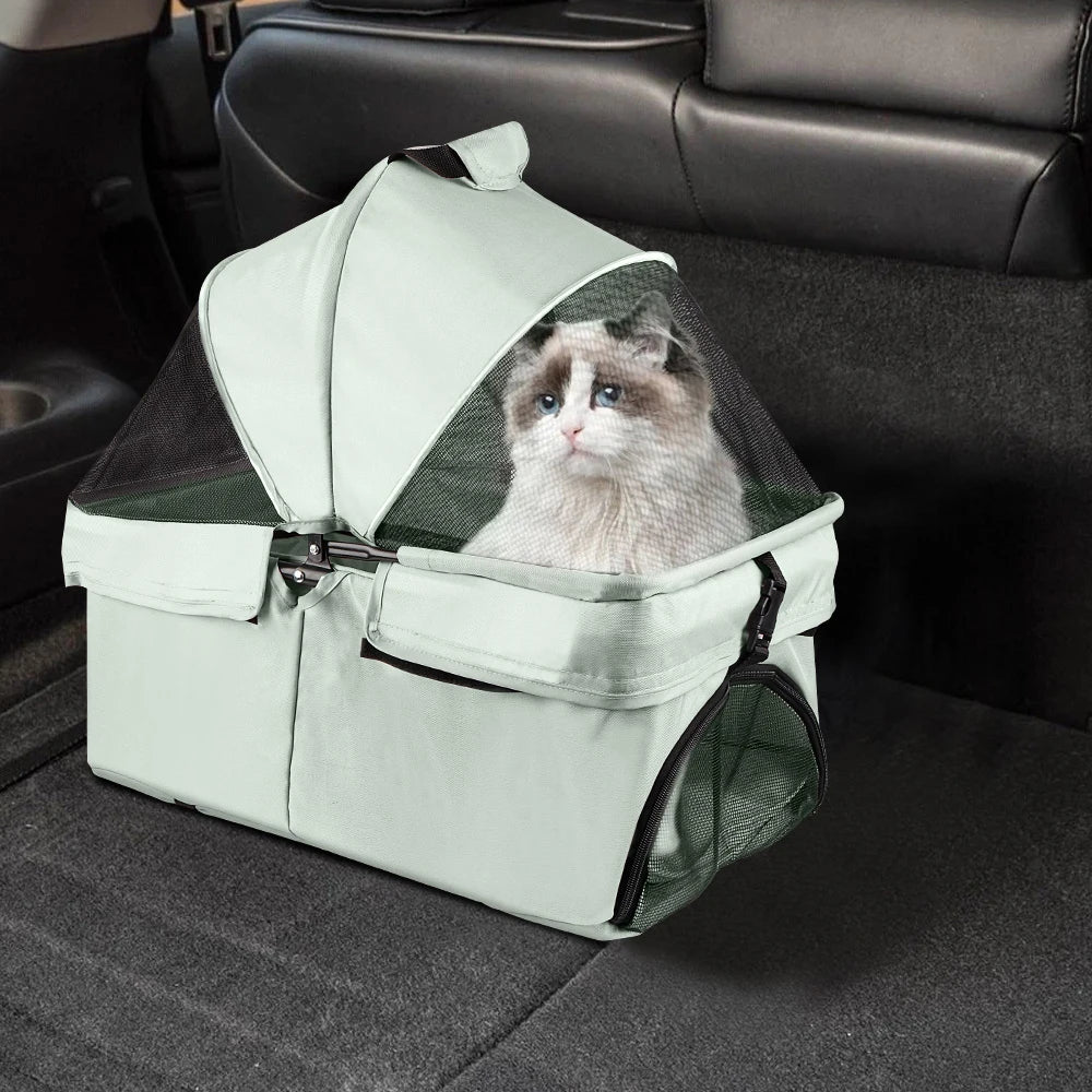 Poussette pour Chien et Chat – Pliable 3-en-1, Nacelle Amovible, jusqu'à 15 kg