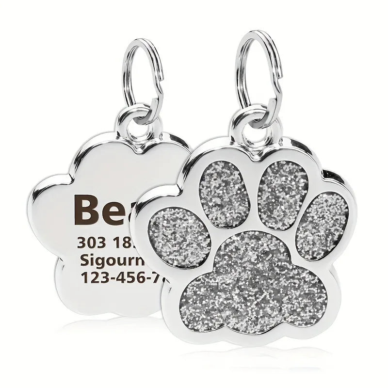 Médaille Pailletée – Gravée et Personnalisable pour Chien et Chat