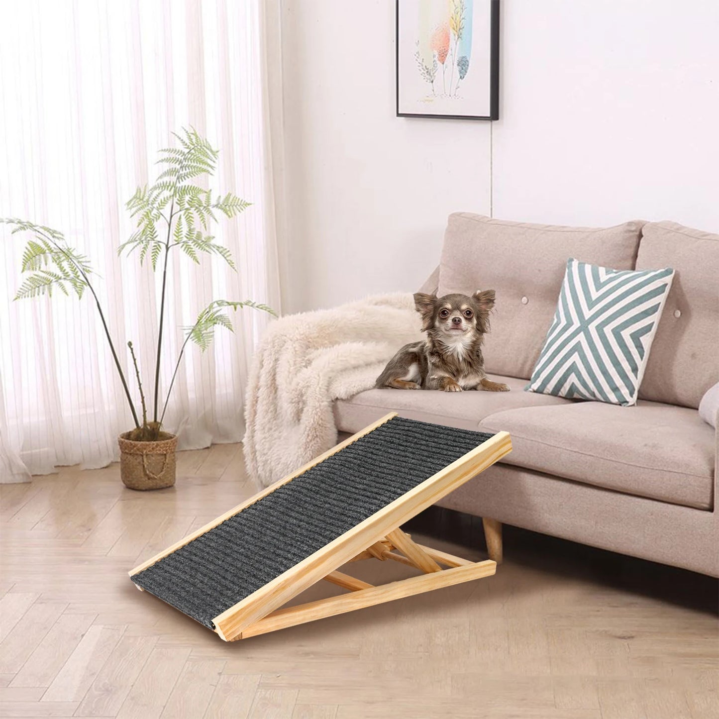 Rampe pour Chien & Chat – Réglable, Pliable, Antidérapante | Bois Massif