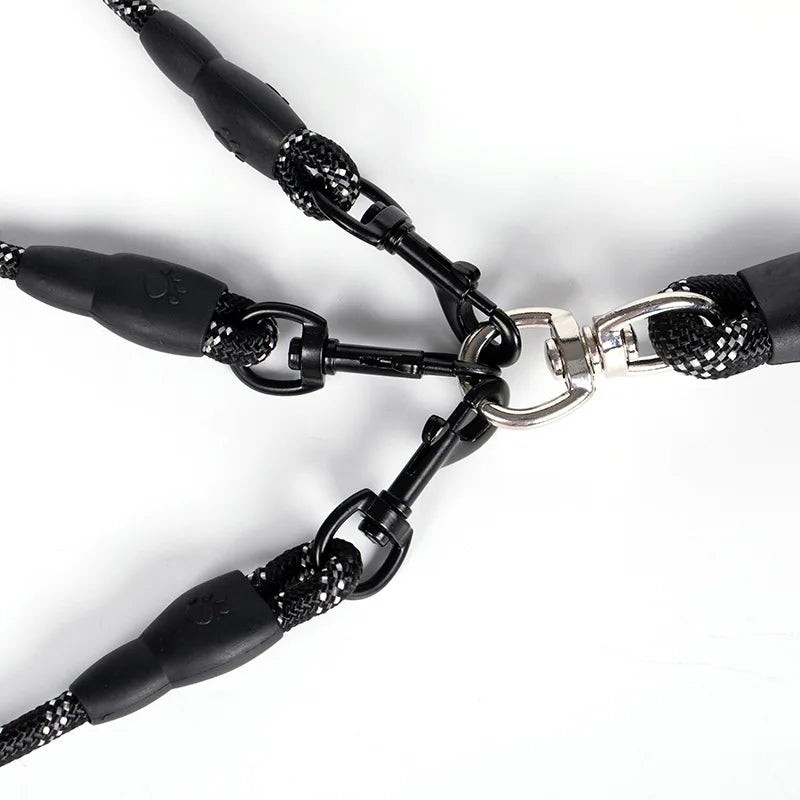 Laisse Multi-Chien Réfléchissante – Deux ou trois chiens, une seule main