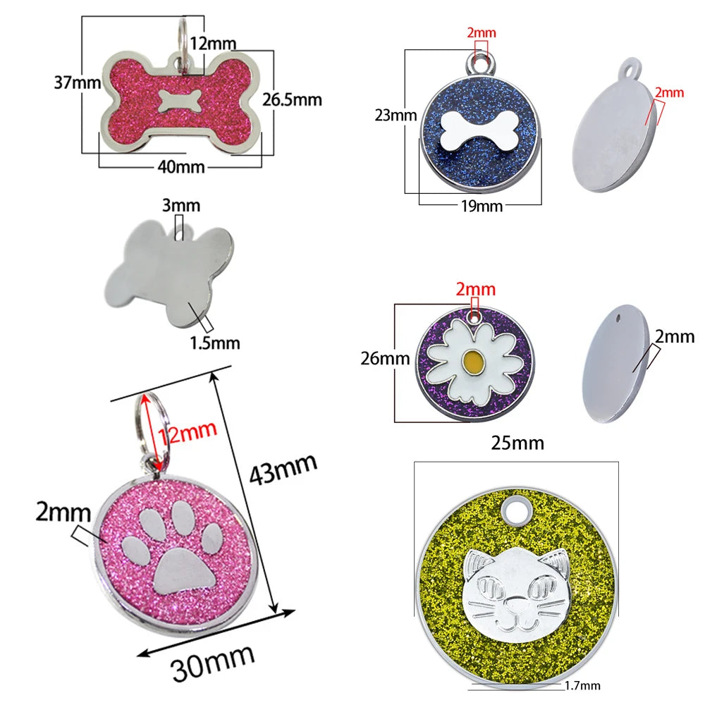 Médaille Pailletée – Gravée et Personnalisable pour Chien et Chat