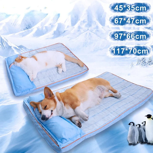 Matelas Rafraîchissant avec Oreiller pour Chien – Confort & Fraîcheur Garantis