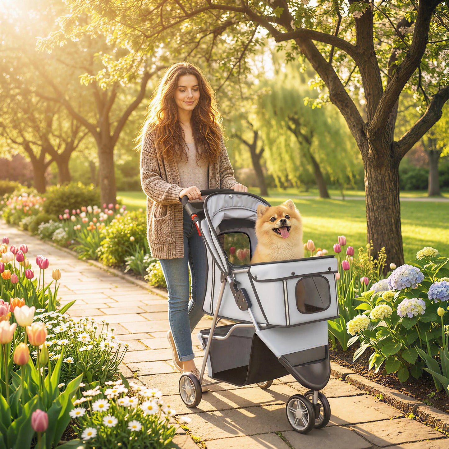 Poussette pour Chien – Légère, Pliable & Sécurisée jusqu'à 10 kg
