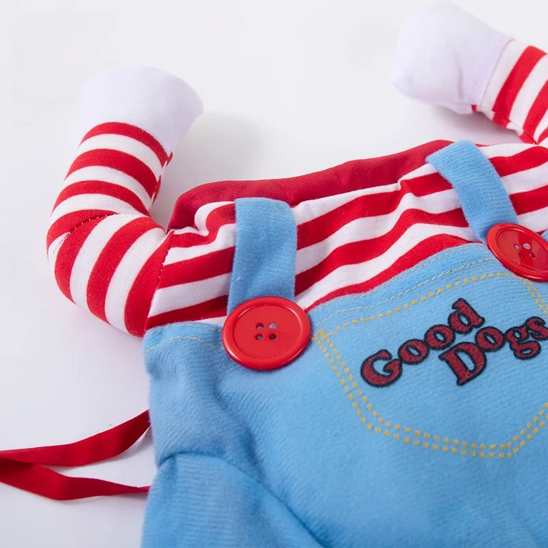 Costume Halloween Chucky pour Chien | Perruque & Bras en Peluche Inclus | S à XL