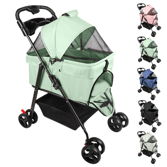 Poussette pour Chien et Chat – Pliable 3-en-1, Nacelle Amovible, jusqu'à 15 kg