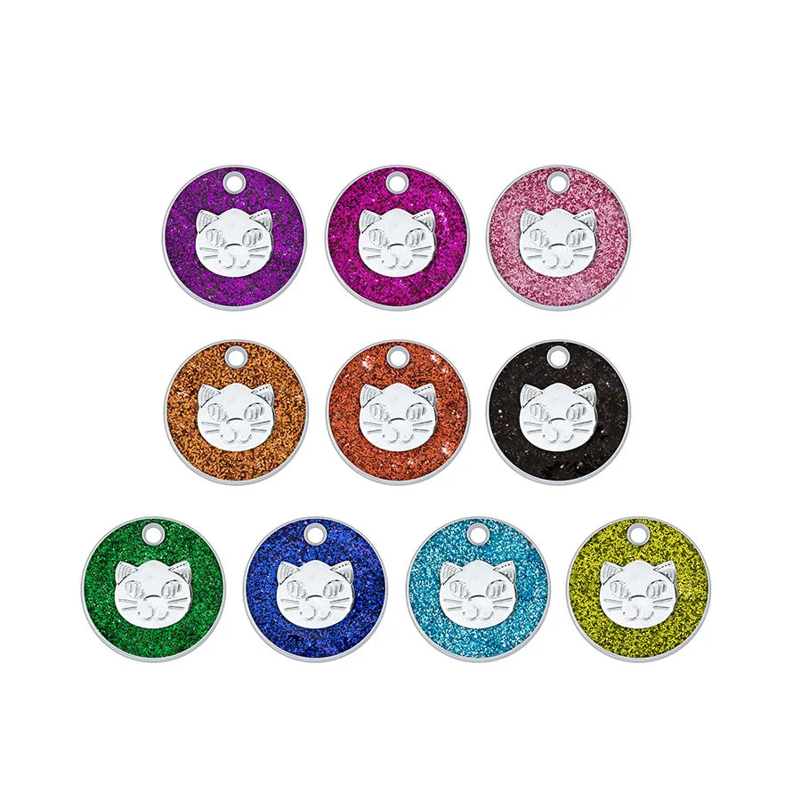 Médaille Pailletée – Gravée et Personnalisable pour Chien et Chat