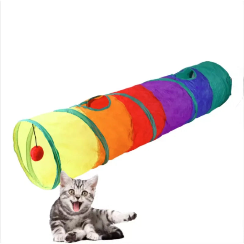 Tunnel Interactif Coloré pour Chat – Cache-cache version féline
