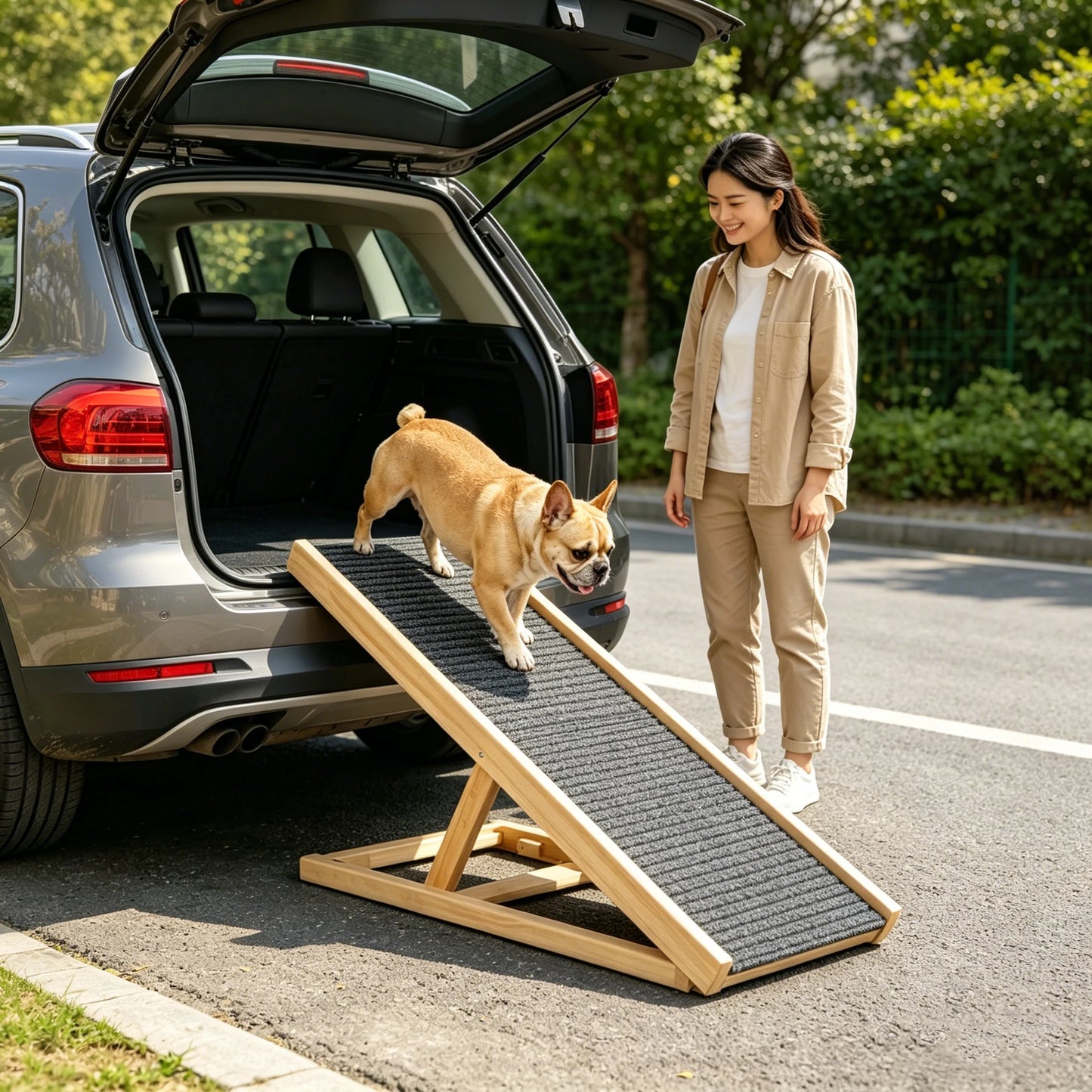 Rampe pour Chien & Chat – Réglable, Pliable, Antidérapante | Bois Massif