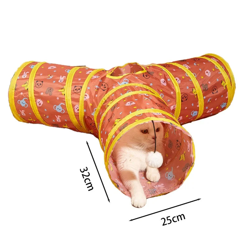 Tunnel Interactif Coloré pour Chat – Cache-cache version féline