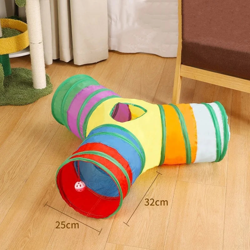 Tunnel Interactif Coloré pour Chat – Cache-cache version féline