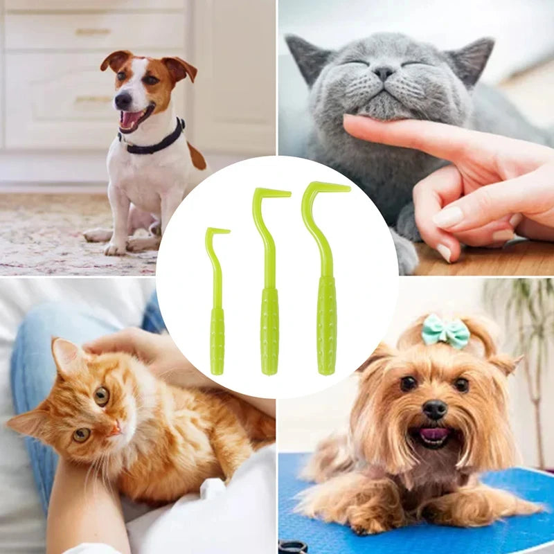 Lot de 3 Crochets Tire-Tiques pour Chien et Chat