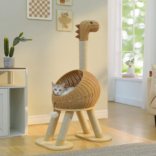 Arbre à Chat Dinosaure en Rotin 🦕